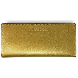 Michael Kors Jet Set Travel Flat Slim Bifold Wallet Old Gold ✨